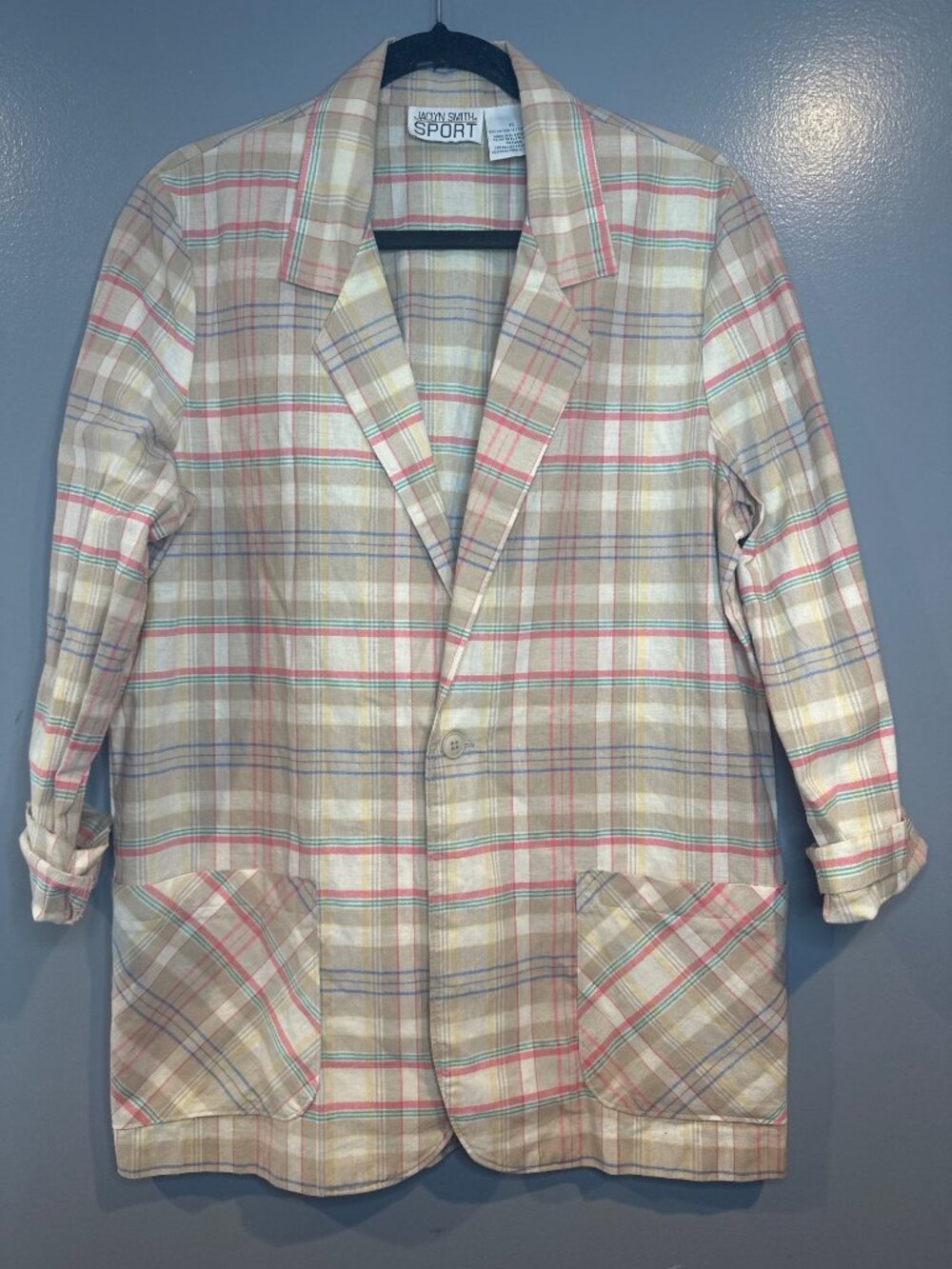 Jaclyn Smith Sport Womens 12 Y2K Plaid Blazer Preppy Academia Grandmacore Jacket
